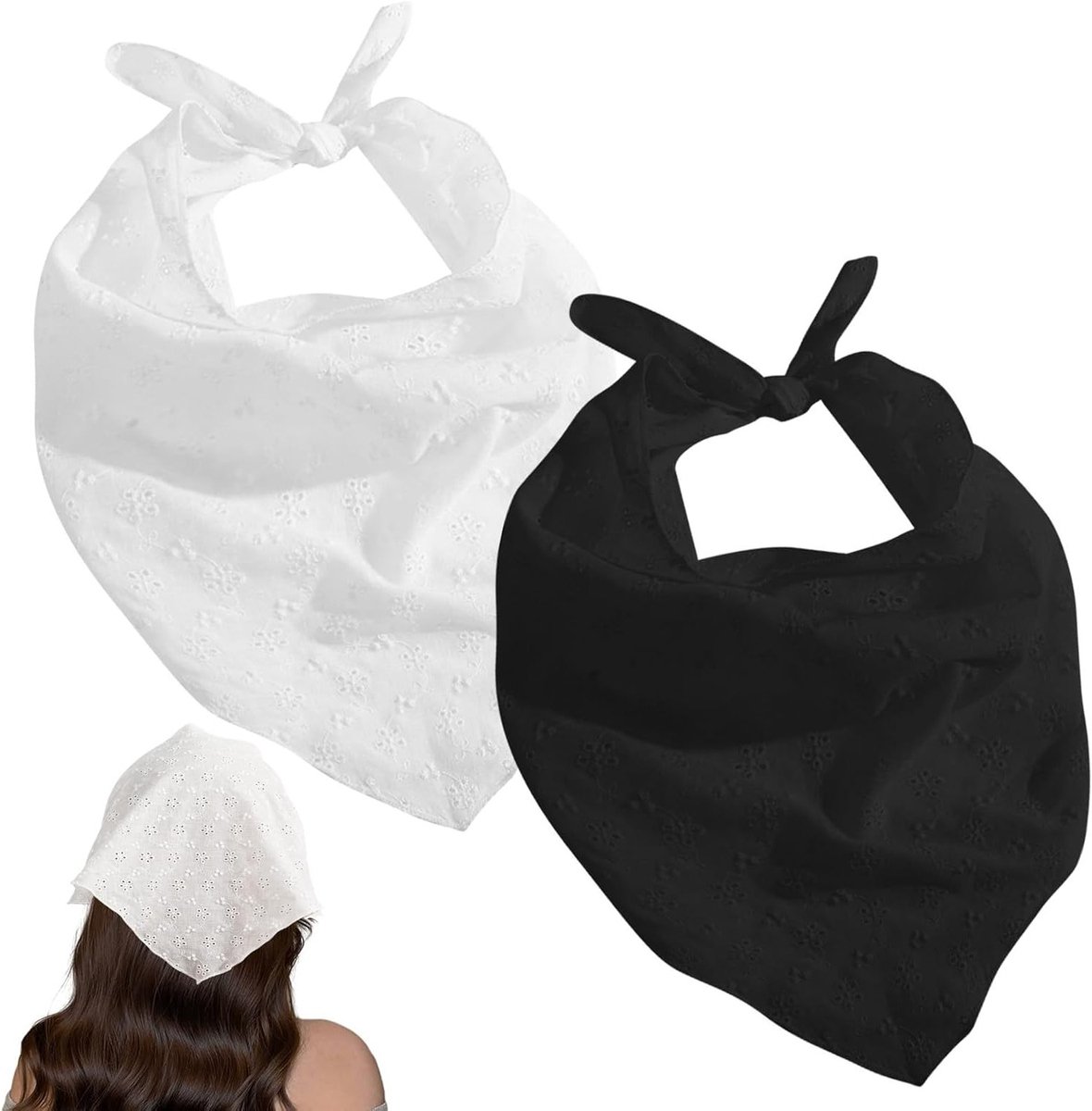 Elegante zwart-witte kanten haarband en hoofddoek voor dames, vintage modeaccessoires voor zomer en uitgaan