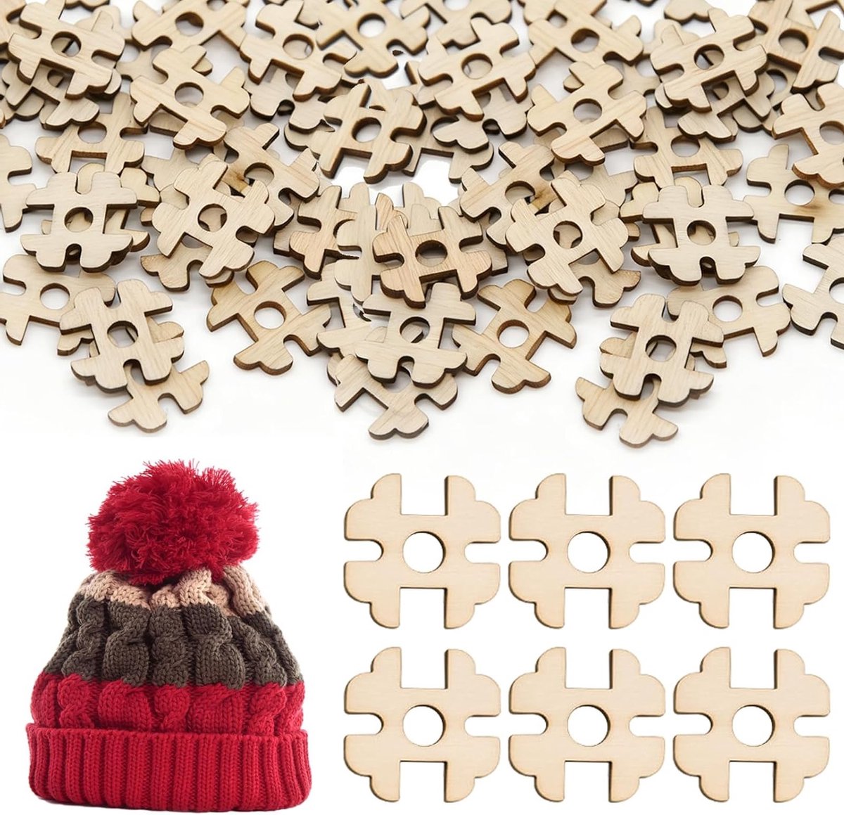 100 stuks pomponknopen voor mutsen en haakprojecten, ideale knutselaccessoires voor breien en haken, perfect cadeau voor creatievelingen