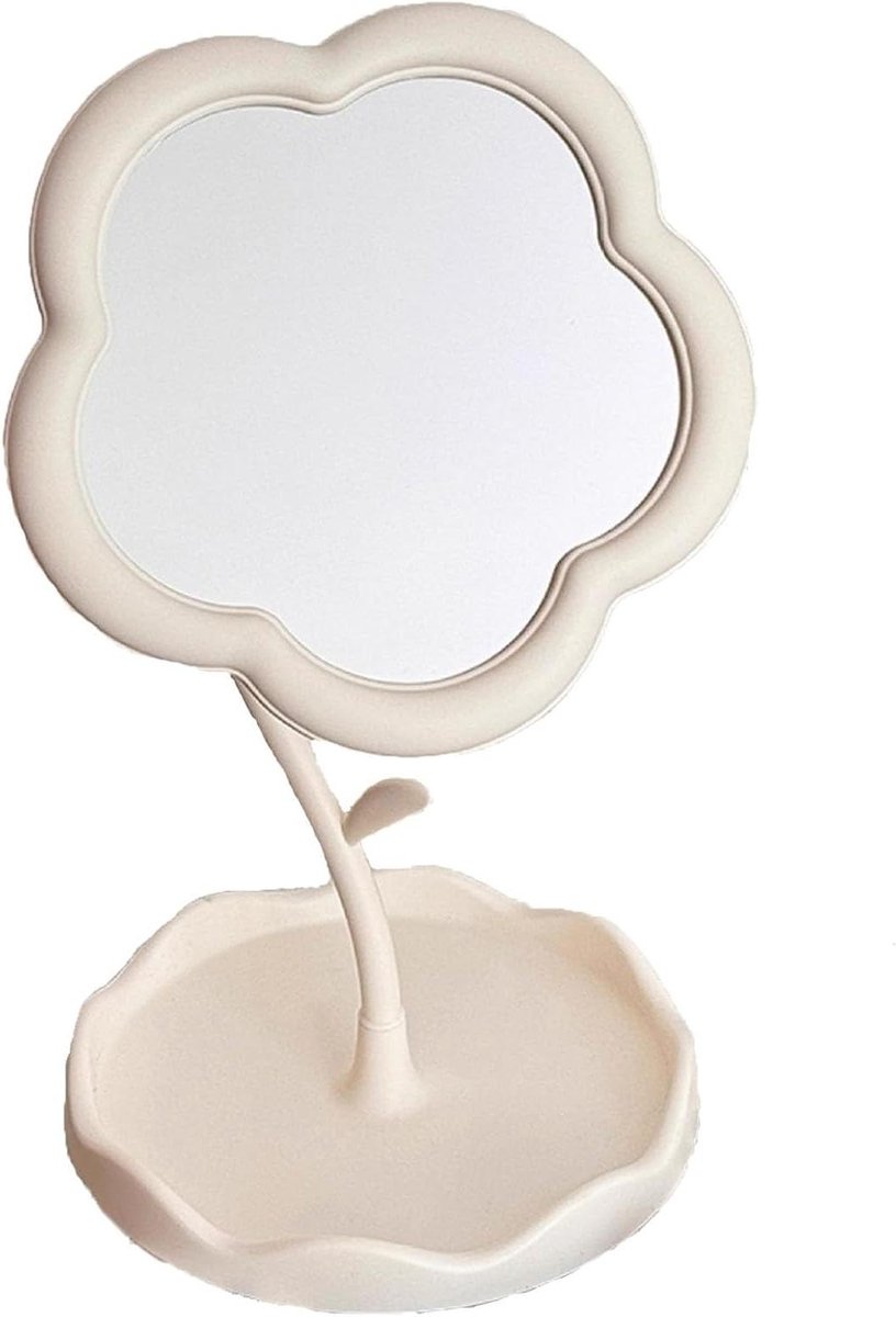 Bloem Make-up Spiegel - Cosmetica Spiegel - Make-up Aanbrengen - Uniek Bloem Design - Raadpleeg Afbeelding - Wit