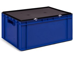 Stapelbox met Deksel - Opbergkist Eurobox - Opslag en Transport - Robuuste Euromaat Kwaliteit - 60 x 40 cm - Blauw