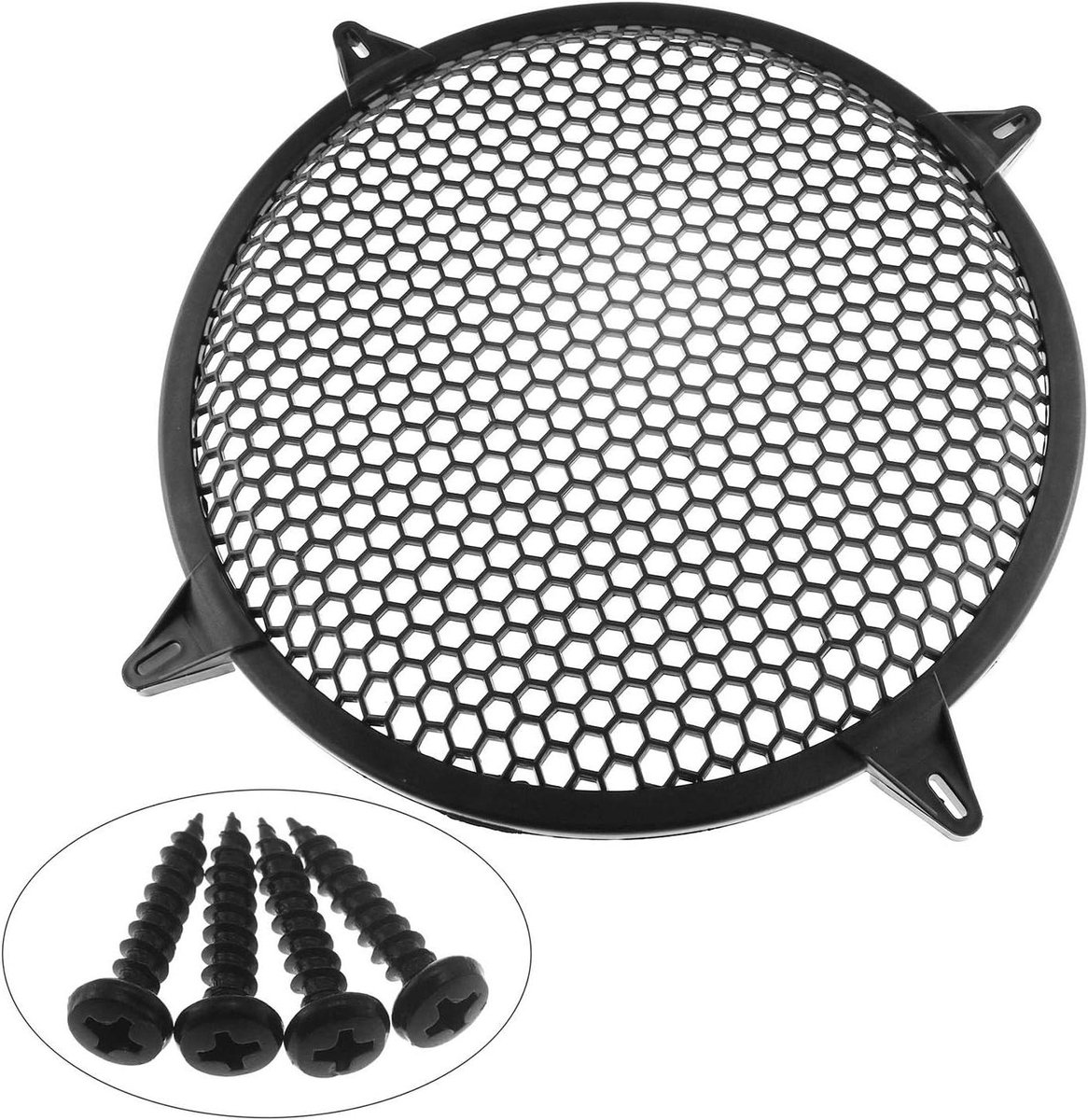 Subwoofer Grill - Luidspreker Beschermer - Audio Beschermen - Zeshoekig Kunststof Rooster - 12 Inch - Zwart