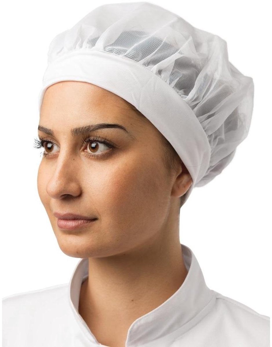 Chefs Hoed - Koksmuts Koksbuis - Hygiënisch Werken - Netten Top - One Size - Wit