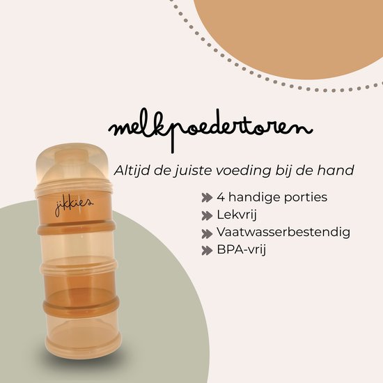 Jikkies Melkpoeder doseerdoosjes - Beige Mix - Melkpoeder bewaarbakjes - Melkpoeder toren - Melkpoedertoren - Melkpoederdoos - Dispenser - 4 lagen - BPA FREE - Getest op EN14372 van Merkloos — afbeelding 2