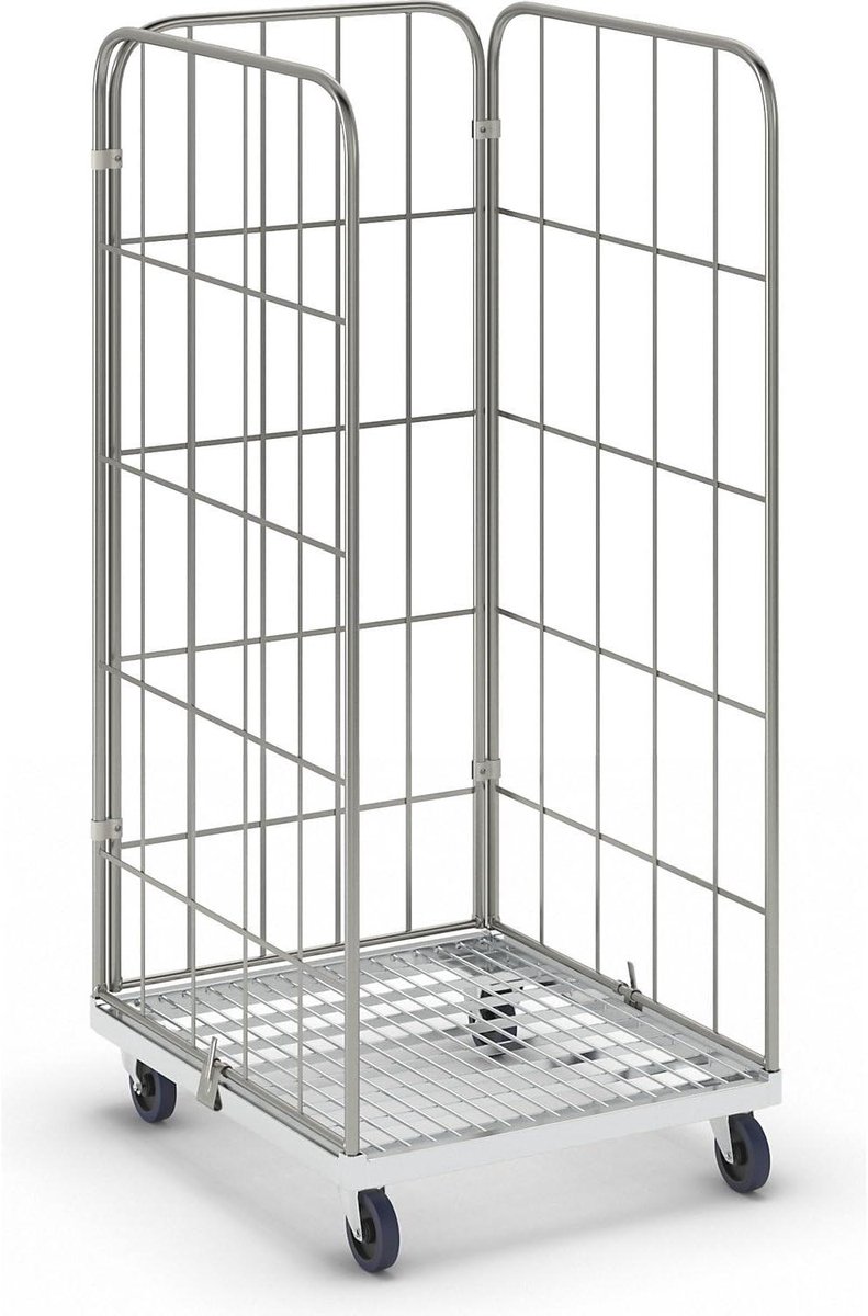 Rollcontainer Staal - Rolcontainer met rooster - Materiaal Transport - Rooster 3-zijdig - 724 x 815 mm - Blauw verzinkt
