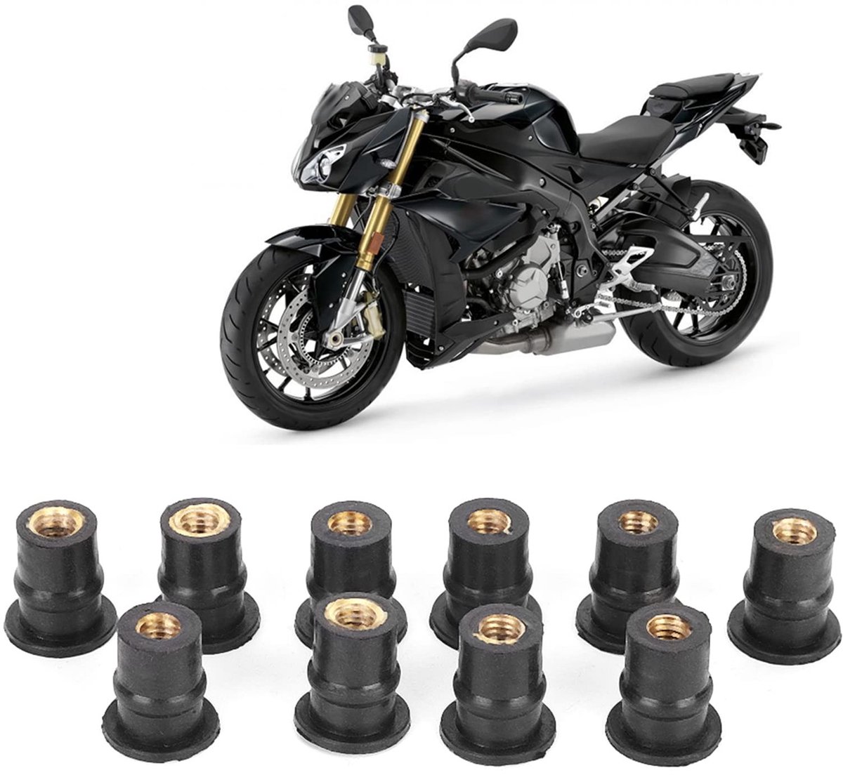 ONF3 - Voorruitbouten - Well Nuts - Duurzaam en stevig - 10st M5 Rubber - Geschikt voor motorfietsen - Multifunctioneel en betrouwbaar