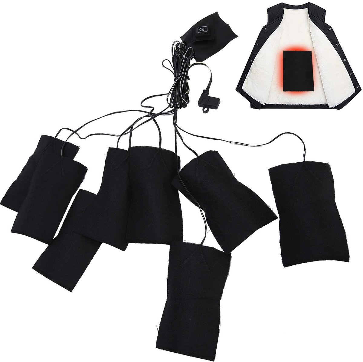 Golden crown - Elektrische Verwarmingskussen - Waterdicht Kleding Vest - Comfortabel en duurzaam - Defult - 8 in 1 Verwarmingskussen - Perfect voor wi