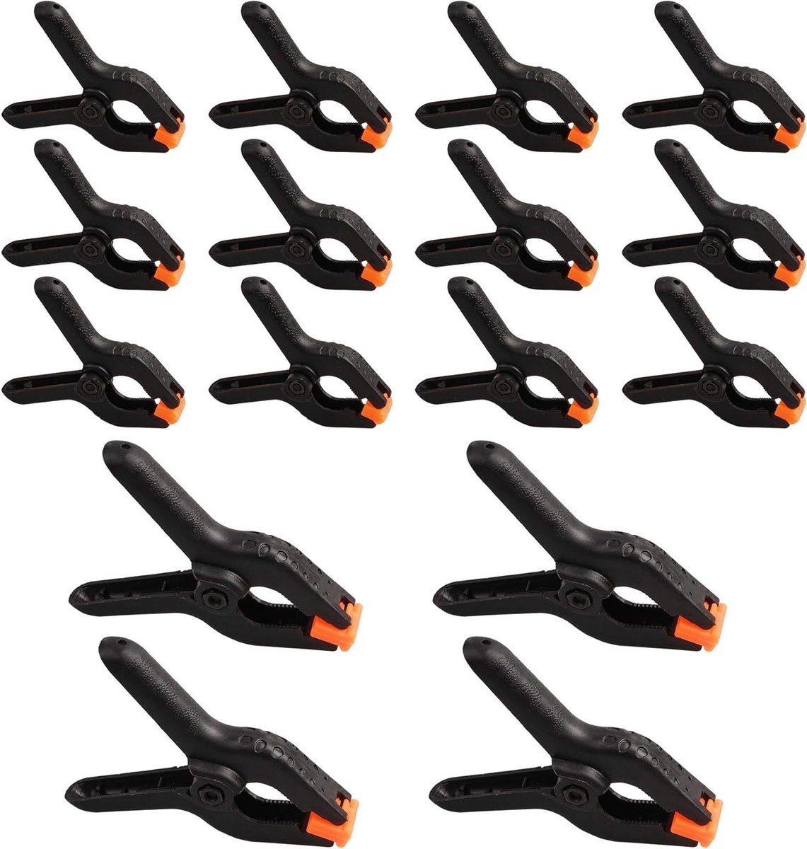 16-delige Nylon Spanklemmen met Extra Spanning en Grip, Mini Plastic Klemmen voor Achtergrond, Houtbewerking en Fotografie Projecten