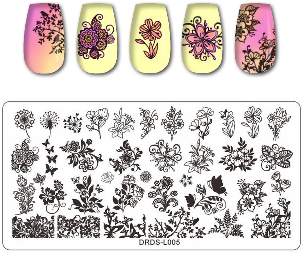 Born Pretty - Nagel Stempelplaat - DRDS-L005 - Bloemen en Ornamenten