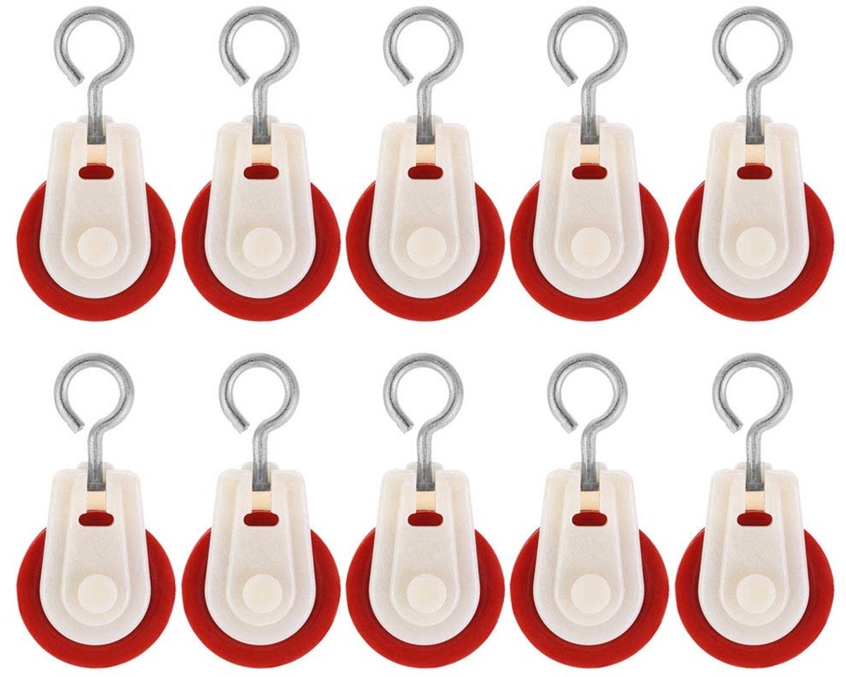 Set van 10 Mini Plastic Pulley Wheels voor Tuin, DIY Projecten en Kledinglijnen - Lichtgewicht en Duurzaam
