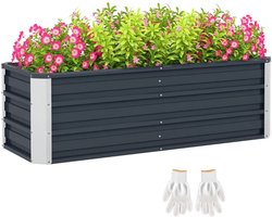 Grote Plantenbak - Luxe Bloembak - Plantenbed - Bloembed - Tuinbed - Kweekbak - Moestuinbak - voor Buiten, Terras, Tuin & Balkon - voor Groenten, Bloemen & Kruiden - 125 x 47 x 44 cm - Antracietgrijs