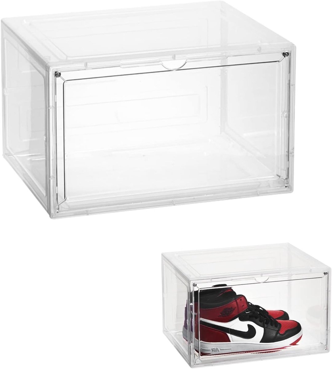 Transparante stapelbare schoenendozen, opvouwbare opbergdozen voor schoenen, schoenen opslagoplossing tot 33 x 28.5 x 19 cm, ideaal voor georganiseerd en ruimtebesparend gebruik
