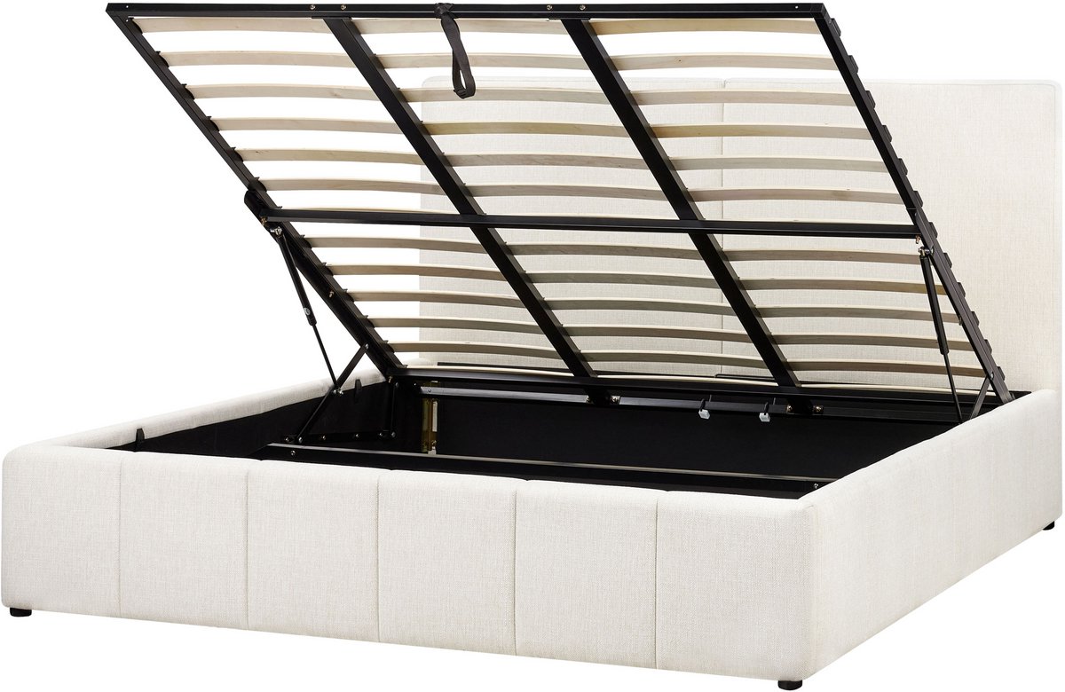 Beliani CASTELNAVET - Tweepersoonsbed - Wit - 180 x 200 cm - Polyester