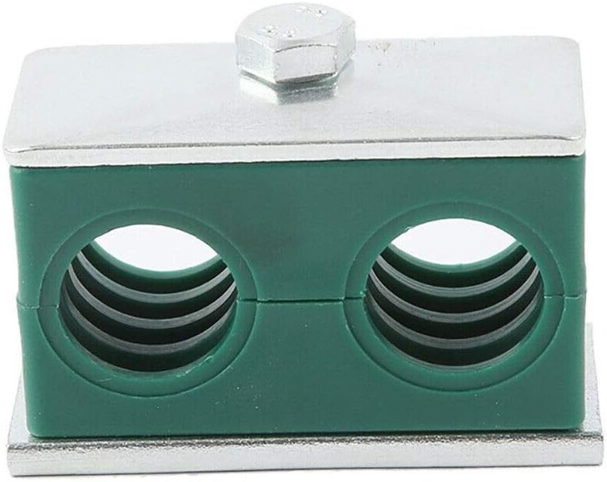 Dubbelsysteem buisklemmen voor hydraulische buizen, 12.7mm, groen en zilver, 2 stuks, stevige bevestiging
