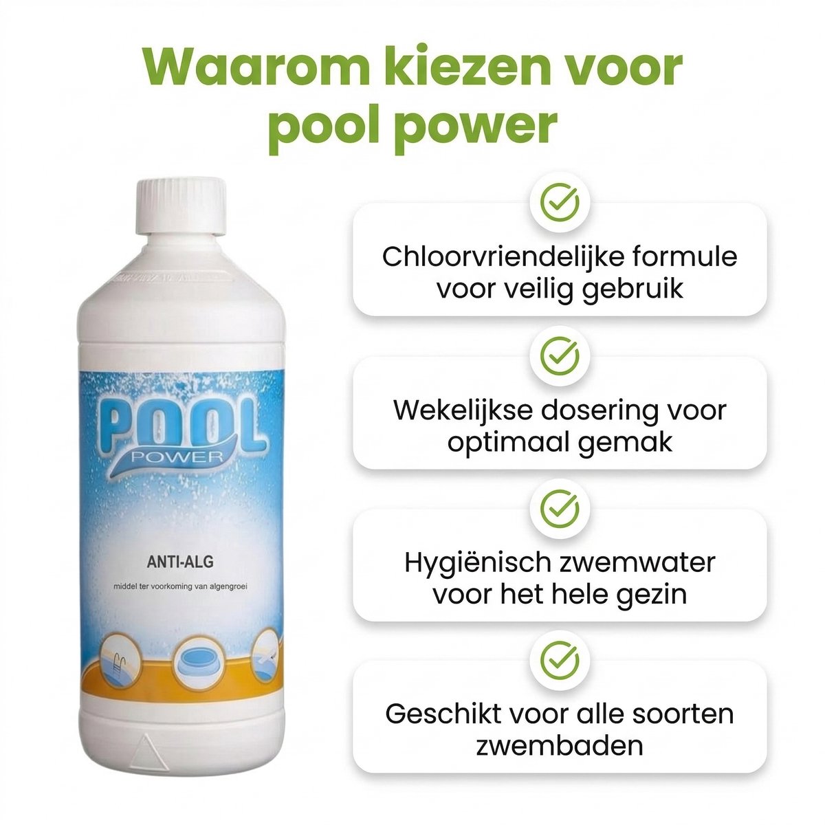 Zwembad Onderhoudspakket - Onderhoud Zwembad - bevat Chloor - Chloordrijver - PH-min - PH-plus - Testrips en Anti Alg (6-delig) – foto 5