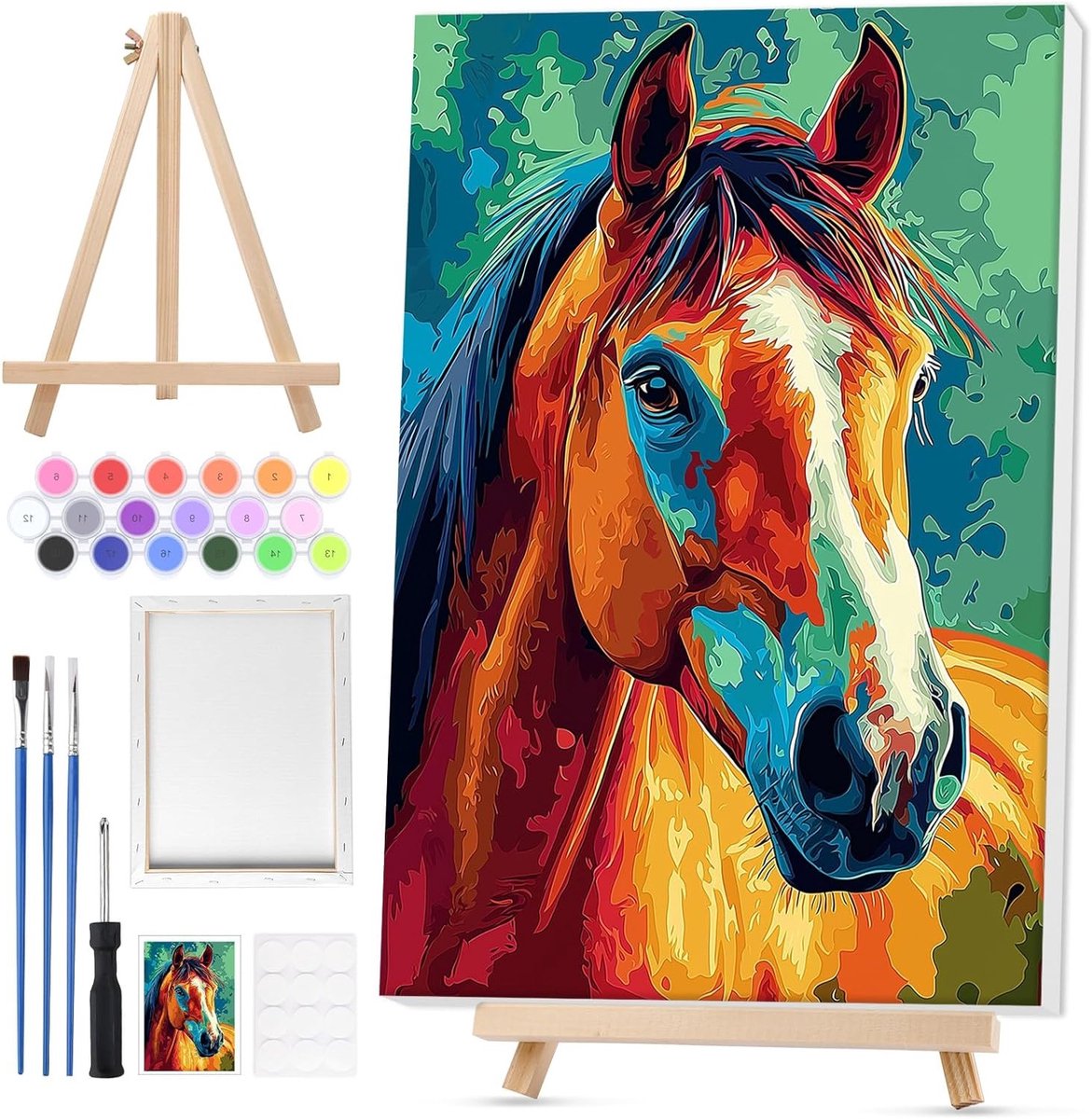 Schilderen op nummers voor volwassenen met houten lijst en easel, creatief hobbyproject voor thuisdecoratie en cadeau-ideeën voor vrouwen, 20 x