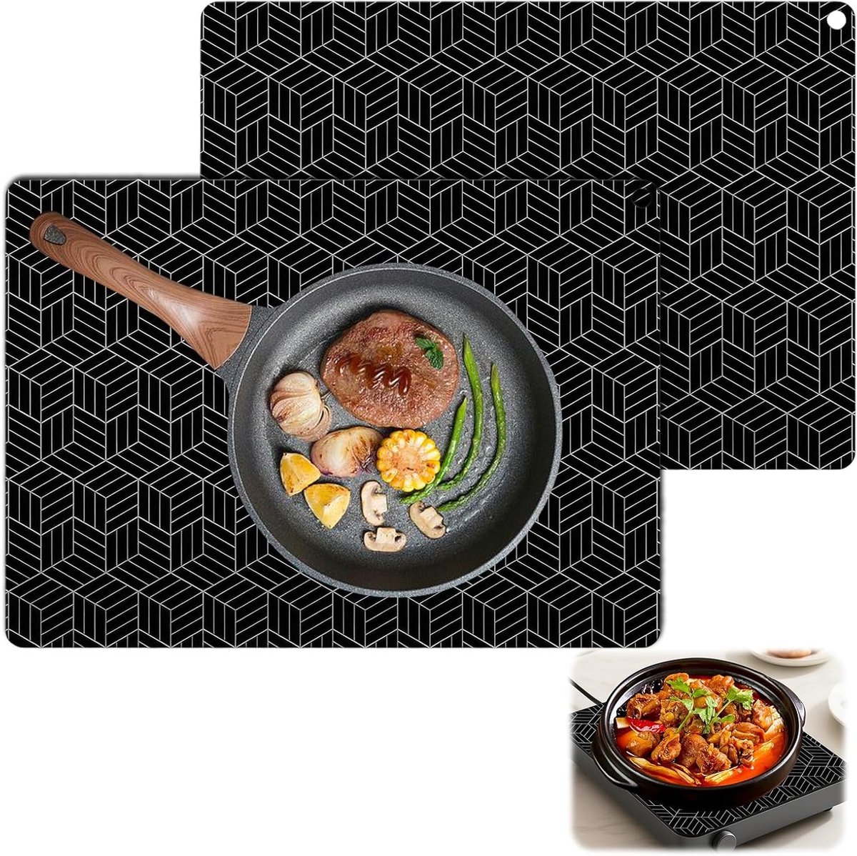 Siliconen Beschermmat voor Inductiekookplaat - 2 Stuks, 25x35 cm, Herbruikbaar, Antislip en Warmtebestendig voor Optimale Bescherming