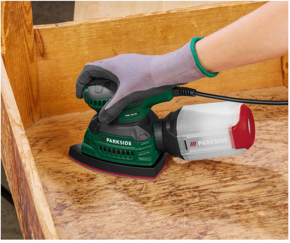 PARKSIDE® Schuurmachine 160 W - Oscillatiefrequentie: 13.000/26.000 tpm - Geïntegreerde afzuigfunctie met stofopvangbak - Ergonomische greep geschikt voor rechts- en linkshandigen – foto 6