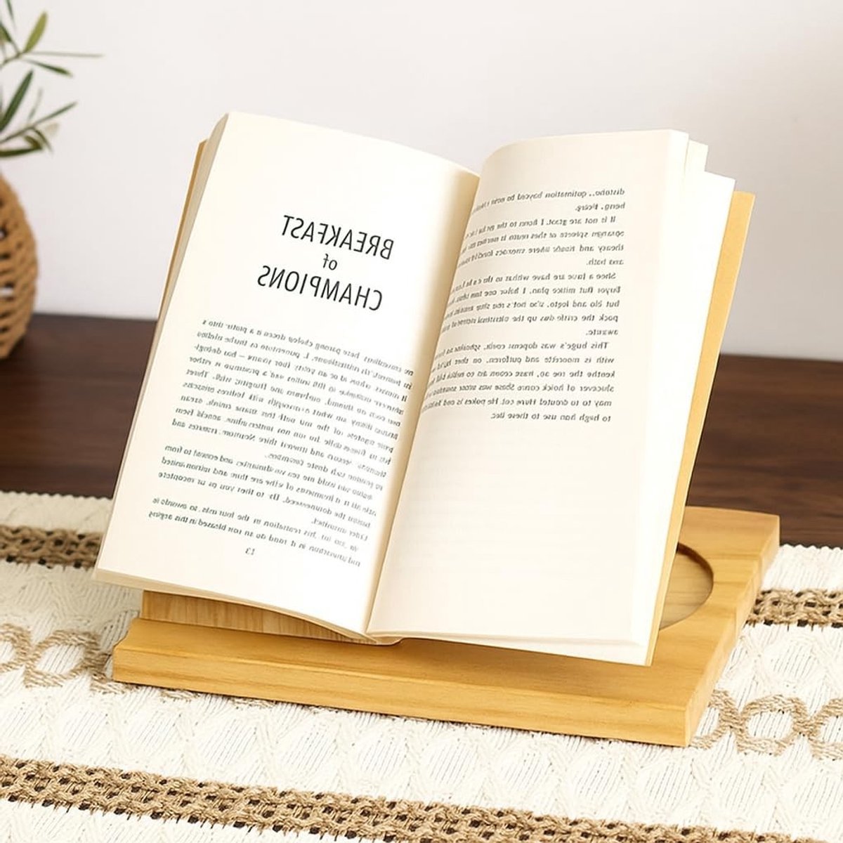 Houten Boekenstandaard voor Boeken, Tablets en E-Readers - Ideaal voor Bureau, Nachtkastje
