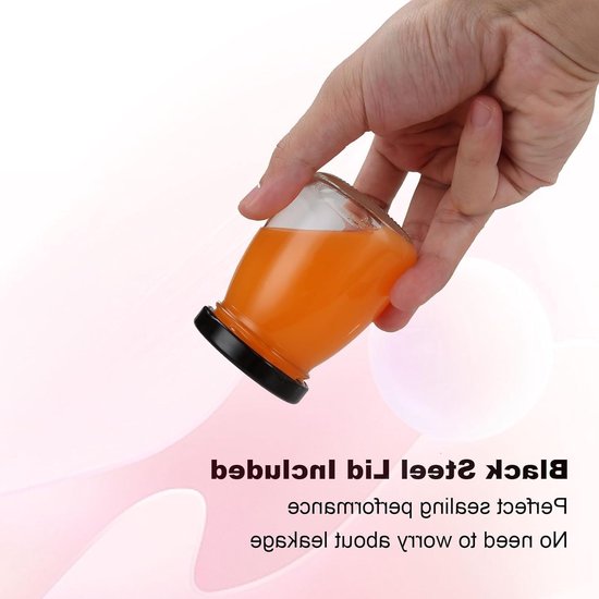Set van 20 stuks 100ml glazen potjes met zwarte deksel voor yoghurt, jam, honing en mousse — afbeelding 3