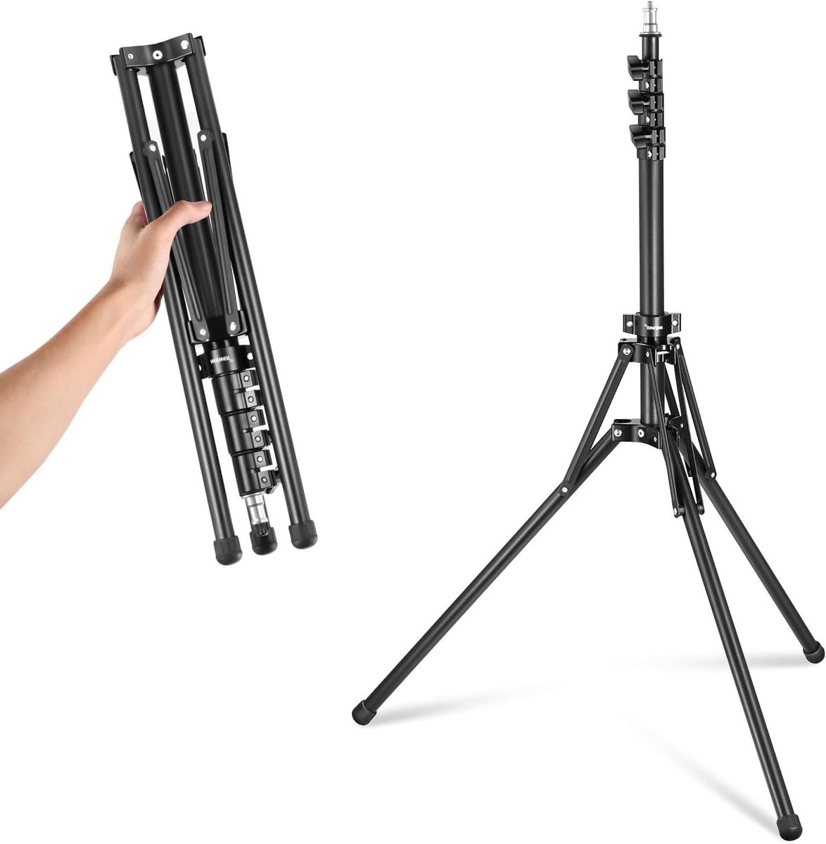 Statief Verstelbaar - Fotostatief Lichtstatief - Buiten Fotografie - 180 Graden Omkeerbaar - 178 cm Hoog - Zwart