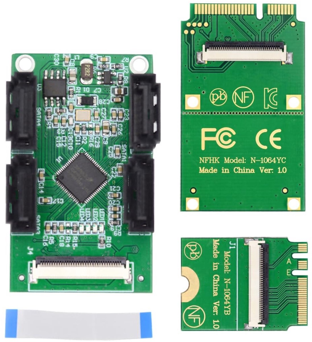 SPHProducts - PCI-E M.2 A+E Key naar 4 SATA 3.0 Expansiekaart - Betrouwbare dataoverdracht - Compact formaat - Ideaal voor uitbreidingen - Geschikt vo