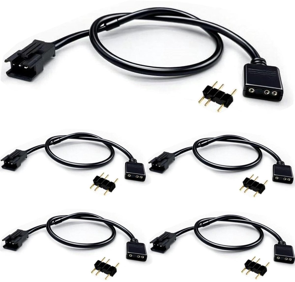 RUNCCI-YUN ARGB Splitter Kabel 5Pcs - 3-Pin 5V Verlengkabel voor RGB Fans en LED Strips