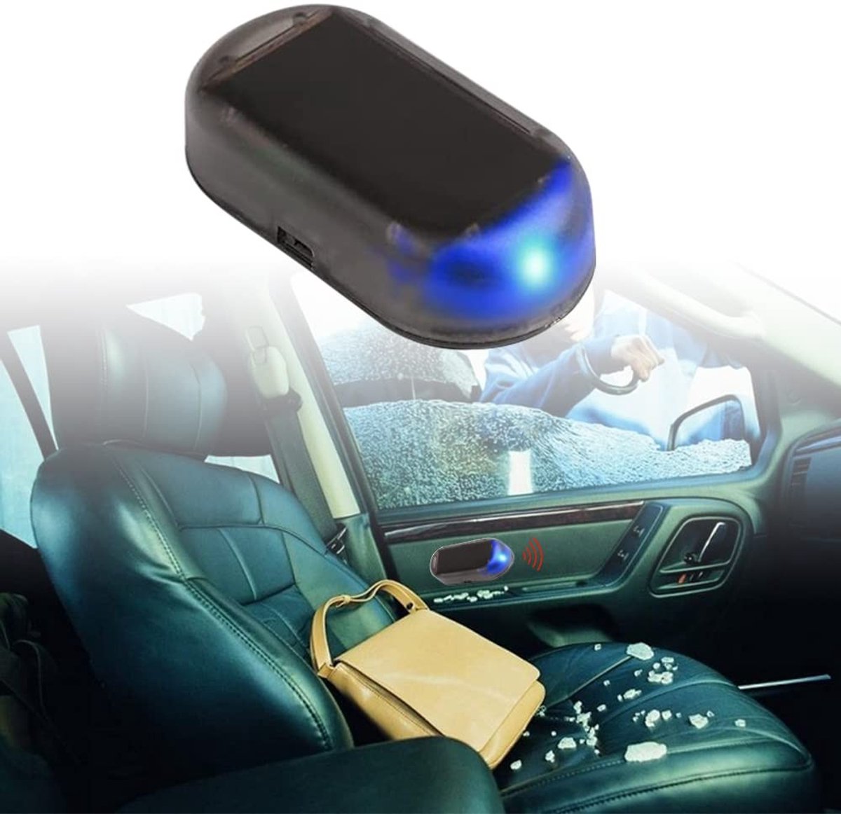 aladdien - Auto-Alarmsysteem - Zonne-energie - LED-Veiligheidswaarschuwing - Compact formaat - Anti-diefstal - Bescherming voor jouw voertuig