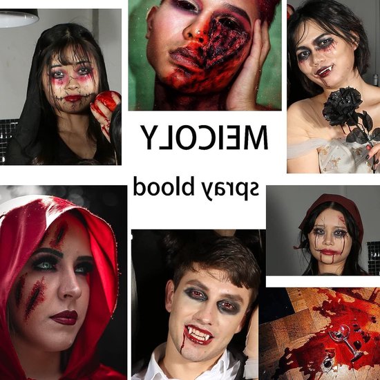 Vampier Tanden Set met 60ml Nep Bloed Spray, Zombie Tanden en Lijm voor Volwassenen en Kinderen, Perfect voor Halloween Feestjes en Kostuums — afbeelding 2