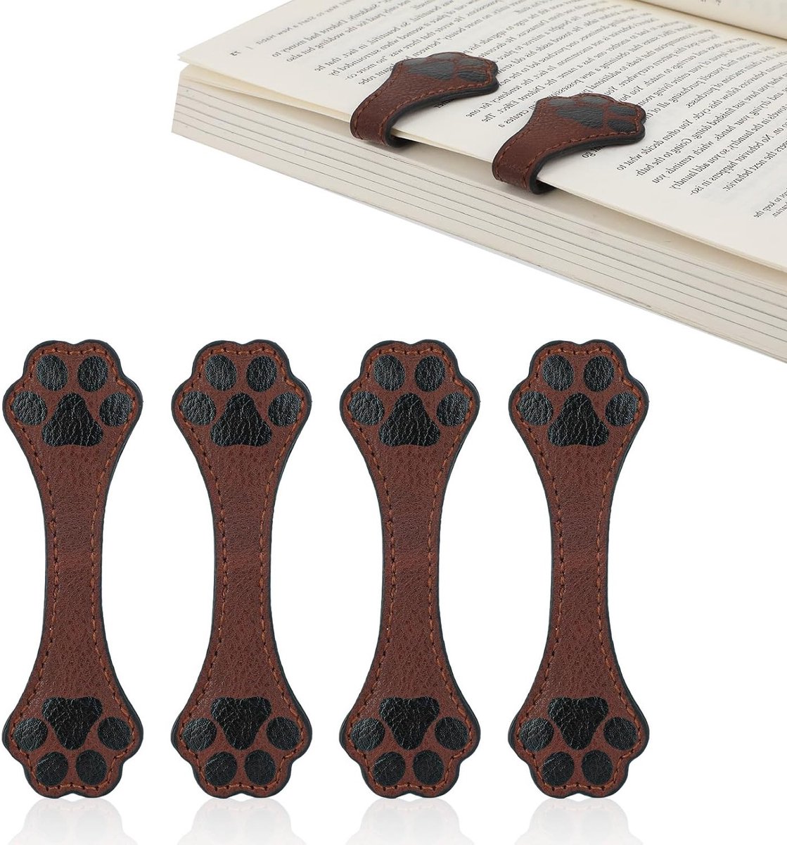Set van 4 Magnetische Boekenleggers in Hondpoot Vorm - Vintage Magnetische Boekenleggers voor Boekenliefhebbers, Studenten en Leraren - Perfecte Cadeau Ideeën voor Lezers