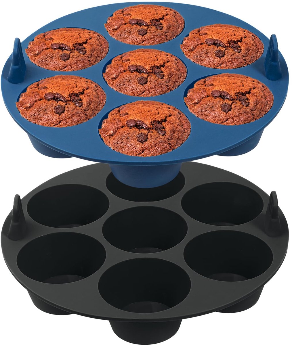 Store_8 - Silicone Muffin Vorm - 2 Stuks - Perfect voor Air Fryer - 7 Cup Cake Bakvorm - Ideaal voor Muffins en Cupcakes - Vaatwasserbestendig - Ge...