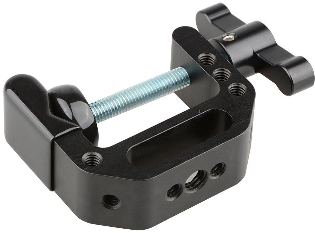 Allecto - C-Clamp - Camera Monitor - T-Handvat - Zwart - 1/4 en 3/8 Draadgat - Stevige constructie - Perfect voor diverse camera's