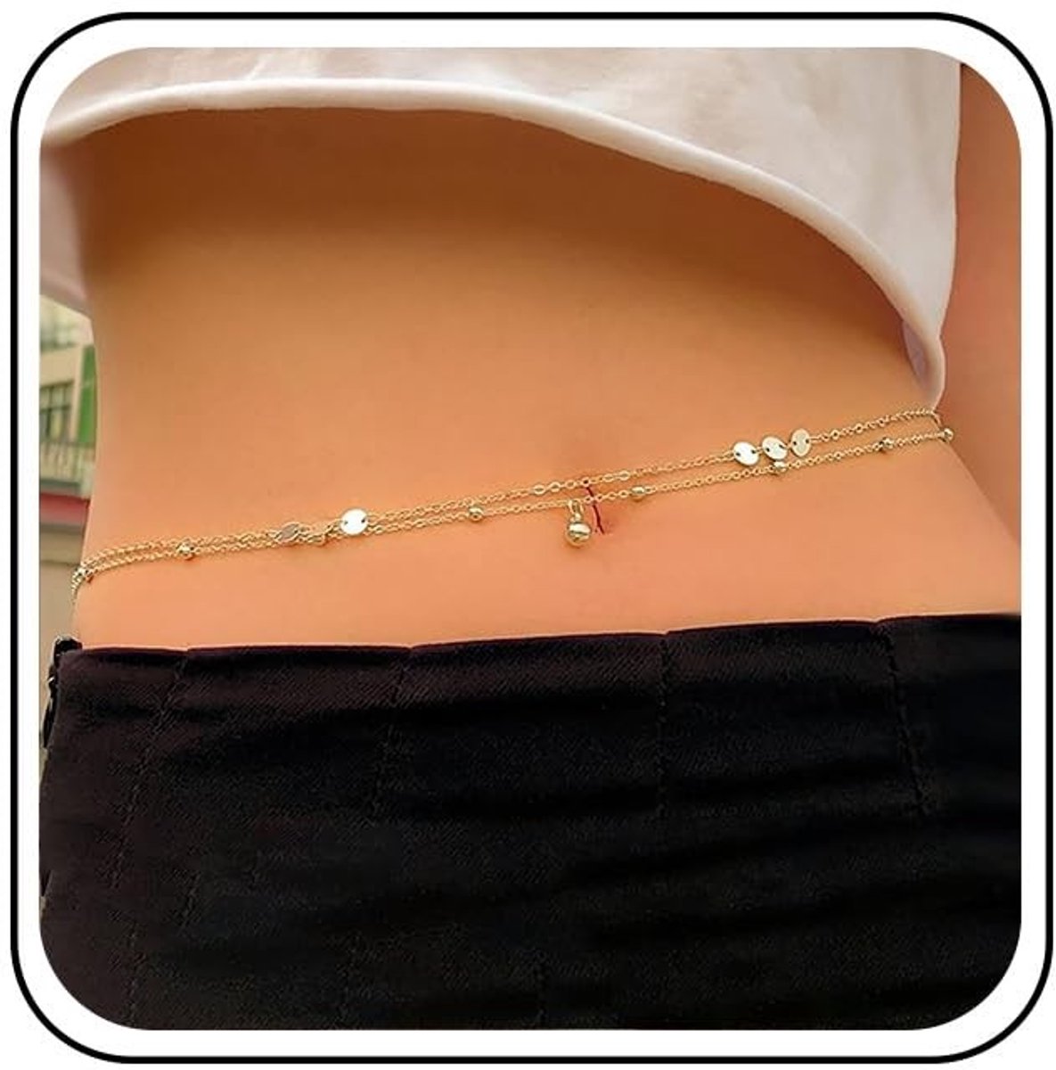 TseenYi Boho Gouden Tailleketting met Kleine Kralen - Vintage Disc Body Chain voor Dames