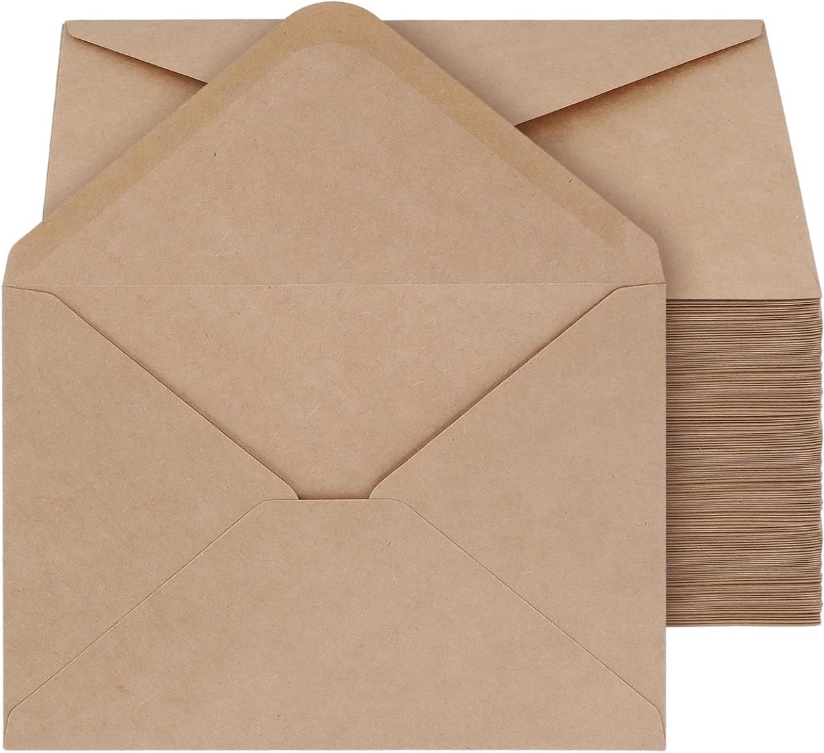 Kraftpapier Enveloppen 150 Stuks B6 18 x 13 cm Bruin met Plakstrip voor Wenskaarten en Uitnodigingen, Mini Enveloppen Zonder Venster