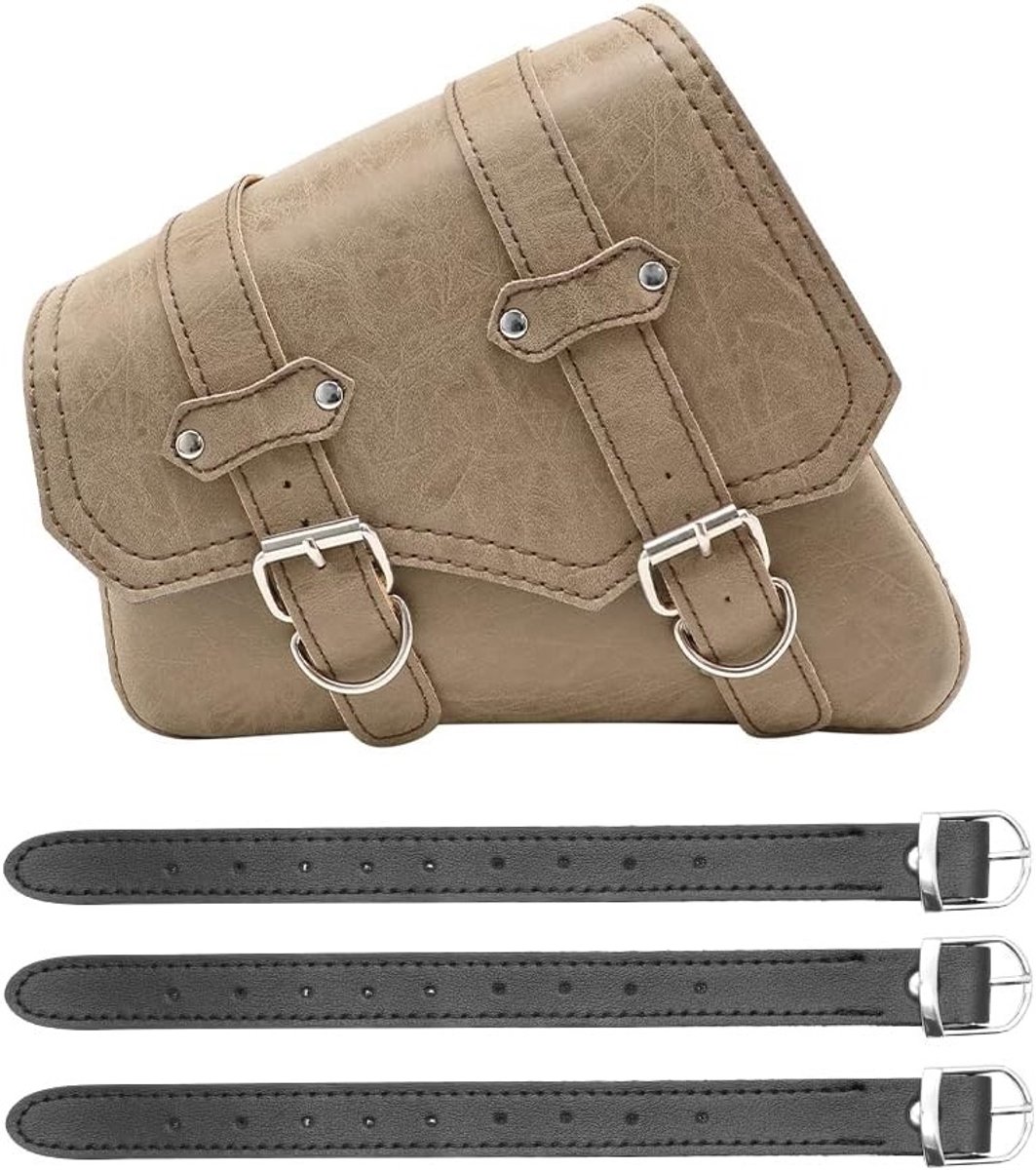 Universele Motorfiets Zadel Tas van PU Leer - Khaki Tool Bag voor Motoraccessoires en Gereedschap