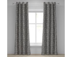 ABAKUHAUS zwart-wit oogjesgordijn, decoratieve 2-panelige raamgordijnen voor de slaapkamer en woonkamer, 280cm x 260cm, zwart gebroken wit