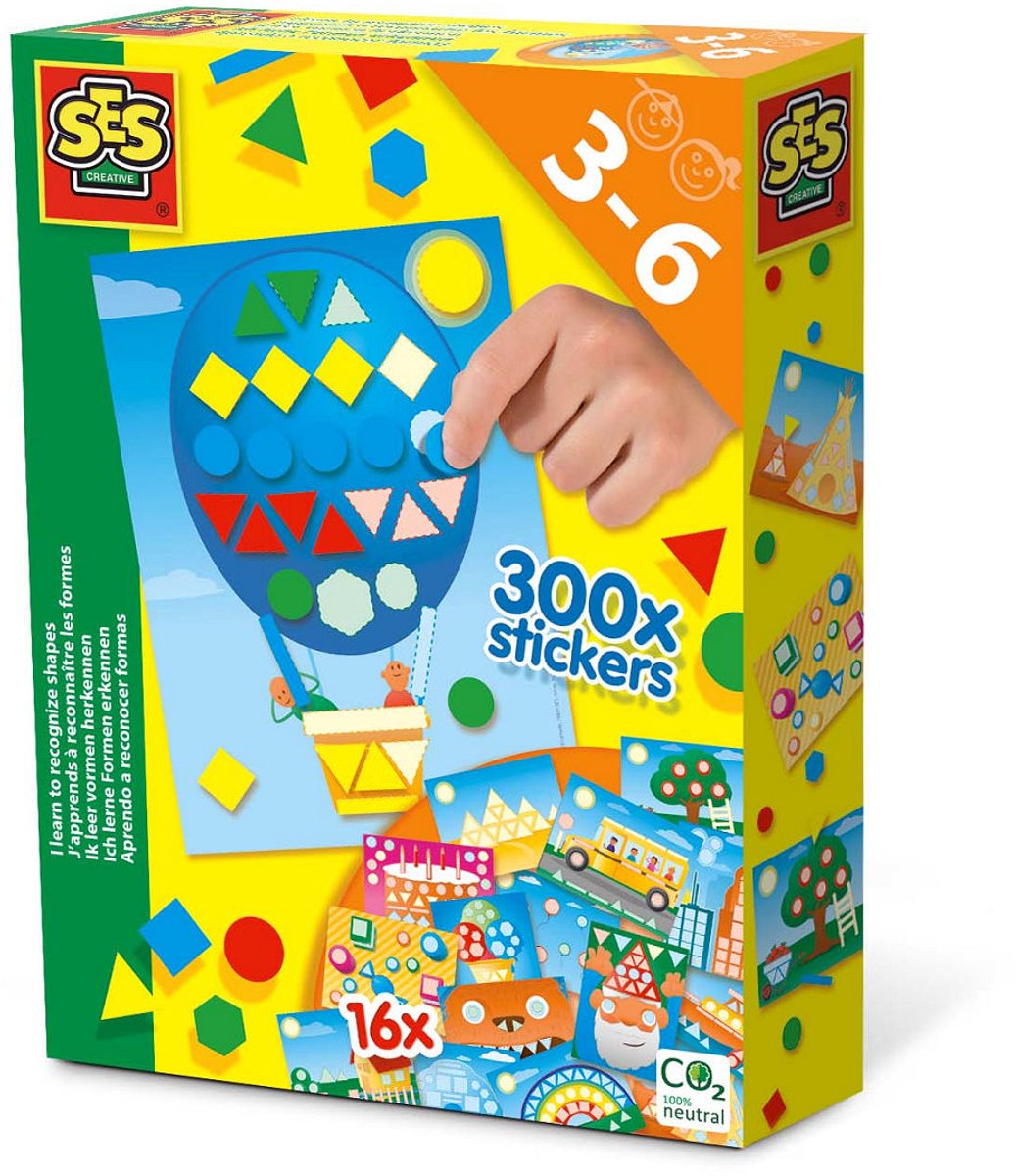 SES Creative Ik Leer Vormen Herkennen Educatief Speelgoed - 16 Kaarten, 300+ Stickers