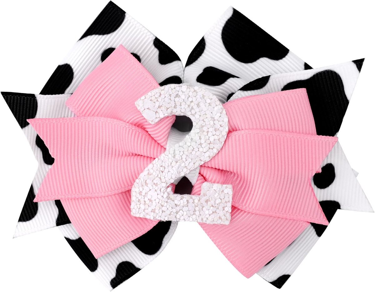 Schattige Cow Print Haarspeld voor Peuters - Roze Boogje voor Verjaardagen en Feestjes