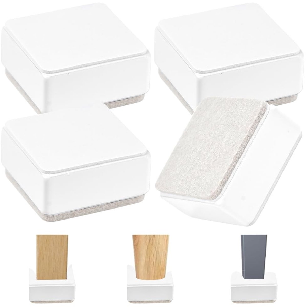 Allecto - Furniture Boosters - Bedverhogers - Versterkte staalconstructie - 4-delige set - Verhoogt meubels met 3cm - Geschikt voor bedden en banken