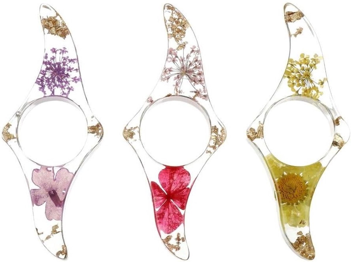 Dried Flower Boekpagina Houder Set van 3, Windmolenvormige Transparante Hars Boekenleggers, Lezen Accessoires voor Boekliefhebbers