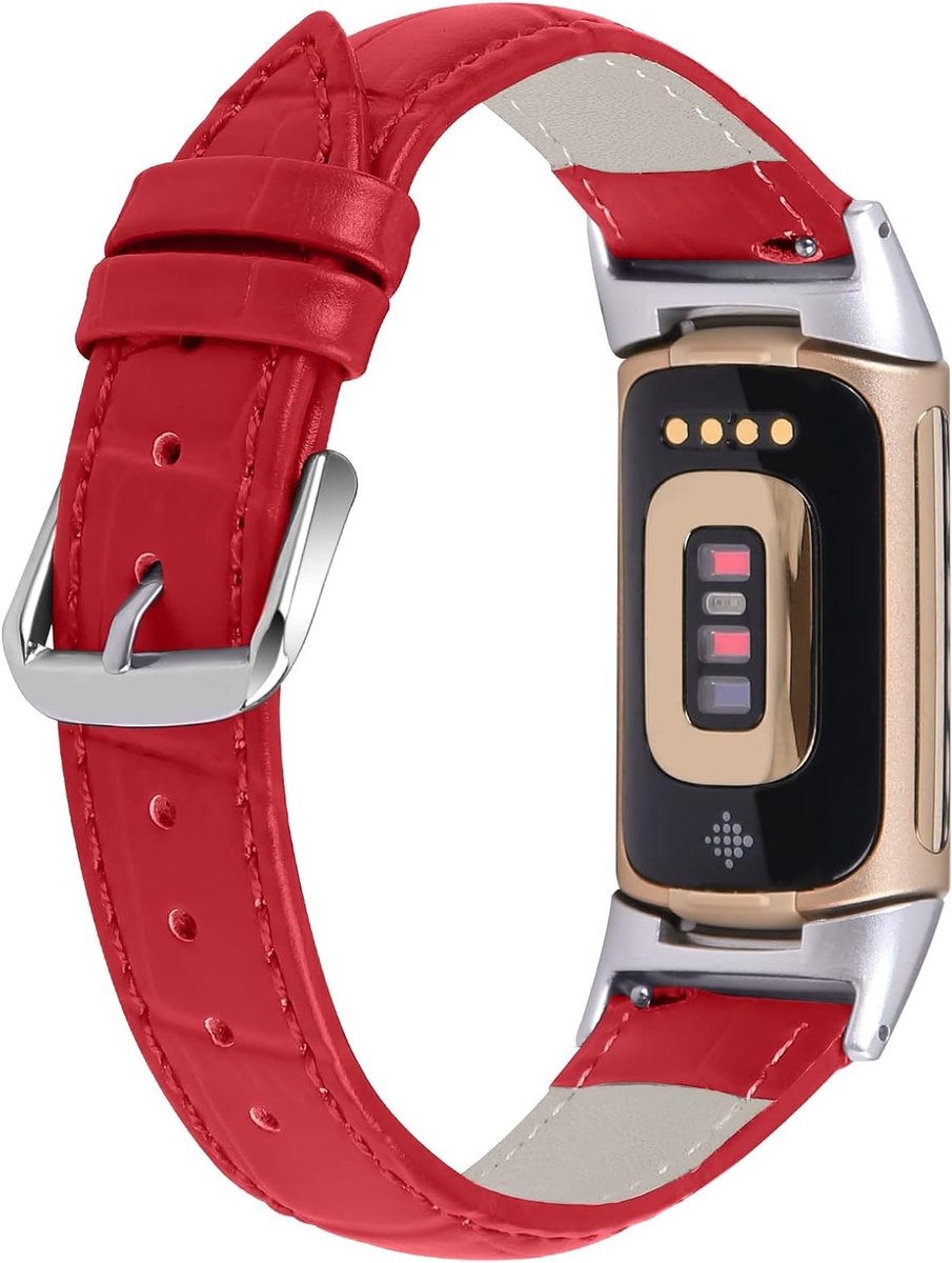 Leren sportarmband voor Fitbit Charge 5, ademend en zacht, vervangband met metalen sluiting voor mannen en vrouwen
