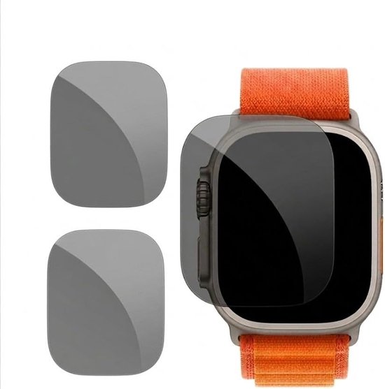 3 Stuk Anti-Spy Gehard Glas Screenprotector voor Apple Watch Ultra 1/2/3 - Krasbestendig, Vingerafdrukbestendig en Eenvoudige Montage