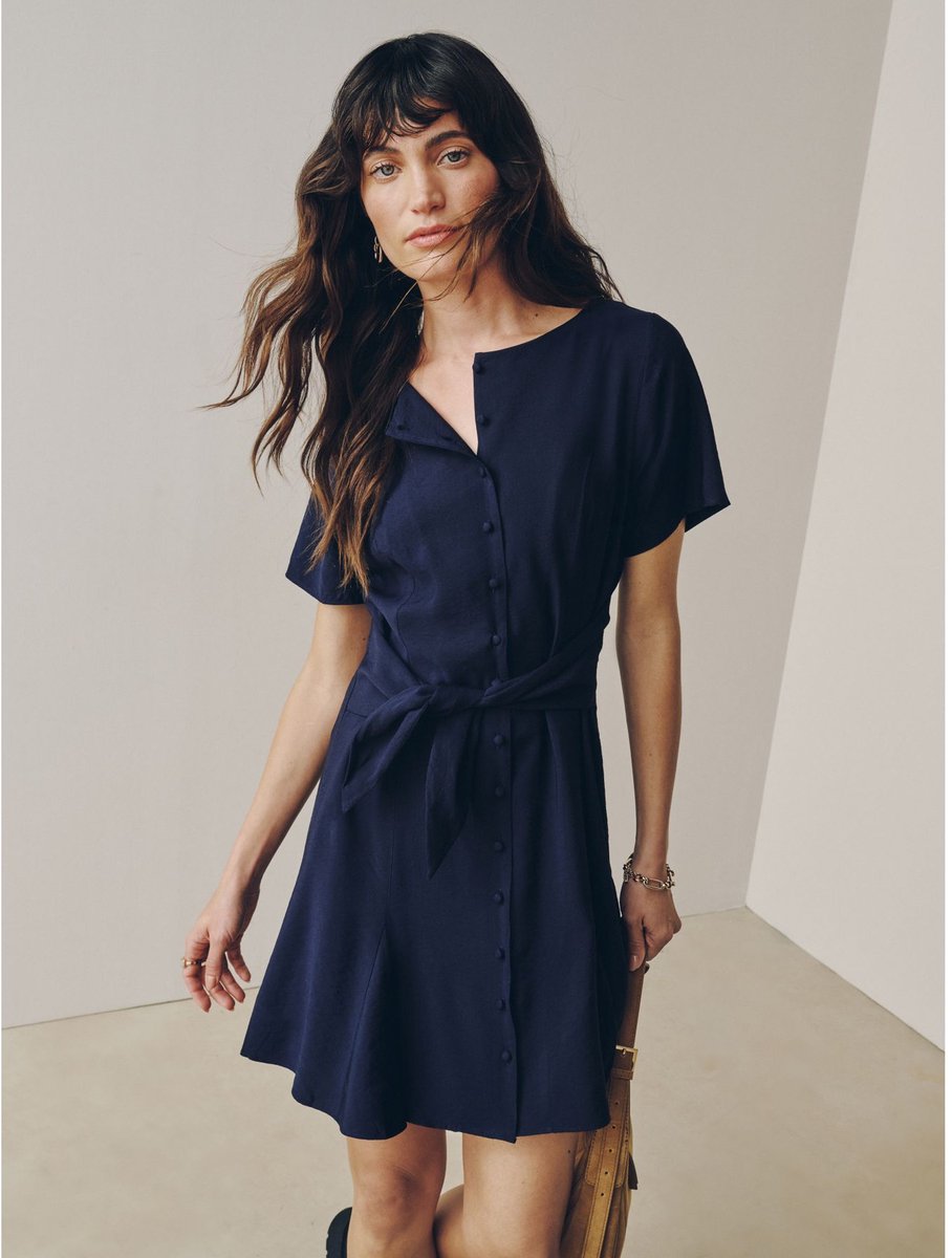 Next - Dames - Mini-jurk met strikceintuur - Blauw