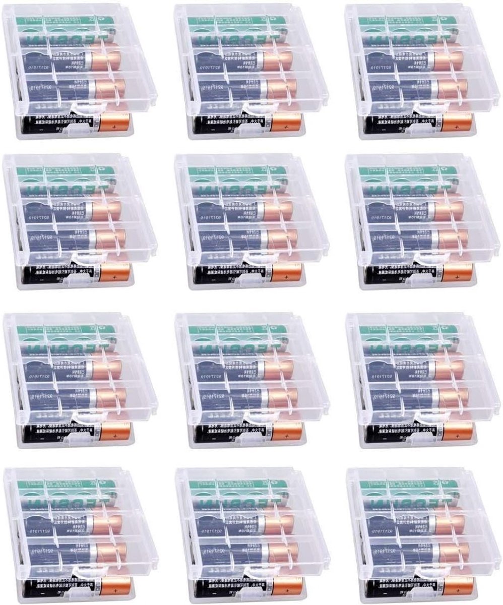 Set van 12 Transparante Opbergdozen voor Oplaadbare Batterijen - Batterijopslag voor AA, AAA en 9V Batterijen