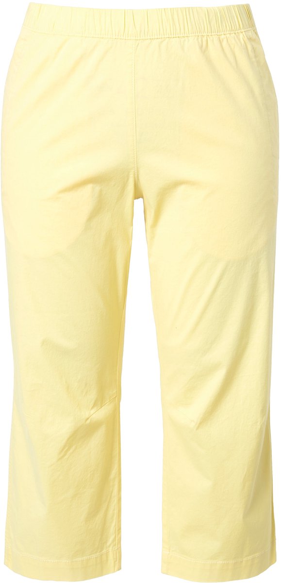 Ulla Popken - Dames - 7/8-broek Ruby voorgevormde knieën rechte pijpen - Bleekgeel - Maat 44