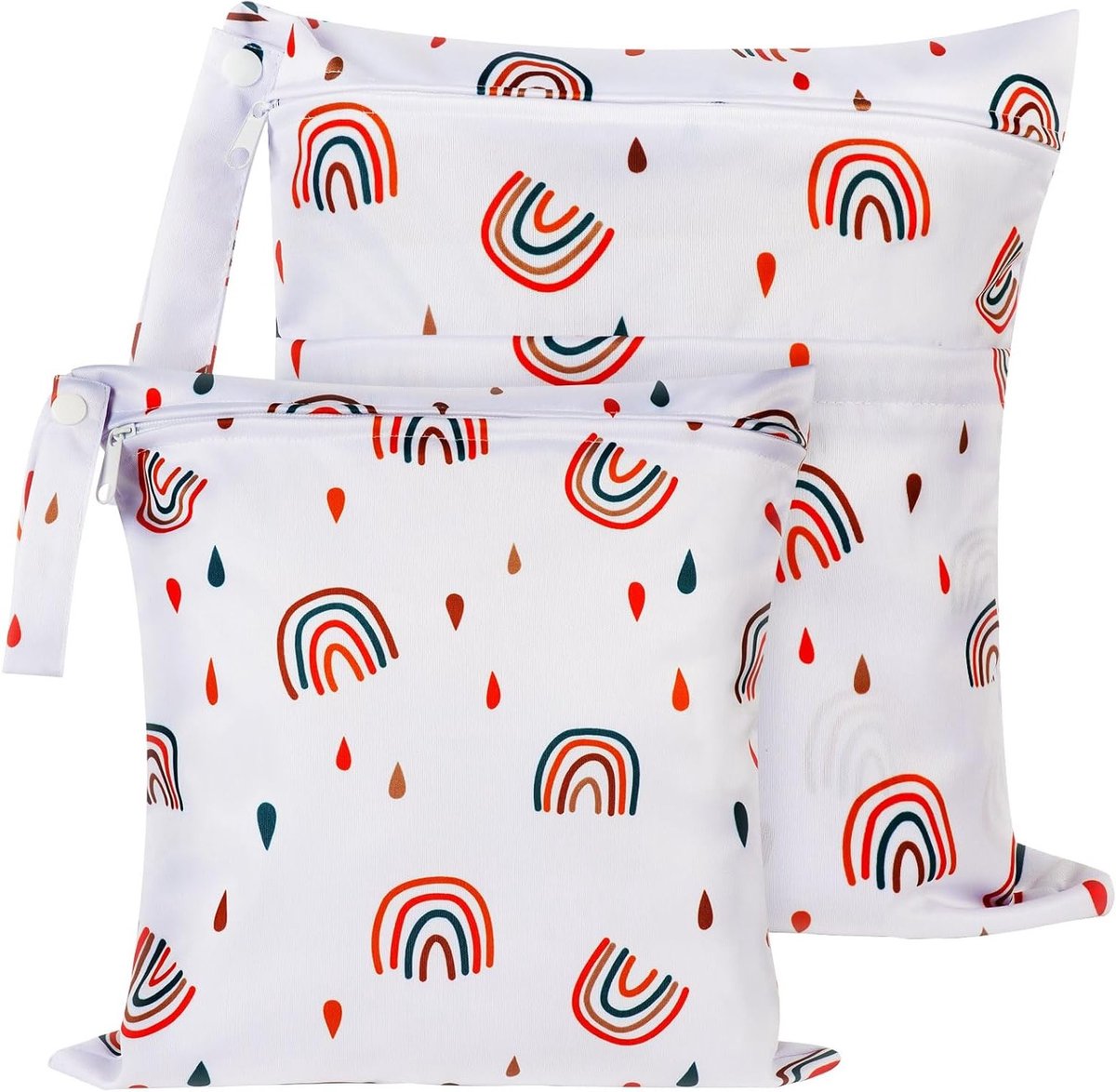 Wasbare Luiertas Set met 2 Stuks, Waterdichte Organizer voor Luiers, Zwemkleding en Vuil Wasgoed - Met Rits - Regenboogdesign en Duurzaam Gebruik