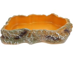 Reptielen Voerbak - Hagedis Kom Schildpad - Voeren en Drinken - Rots Design - 17.5x23.5x5cm - Grijs