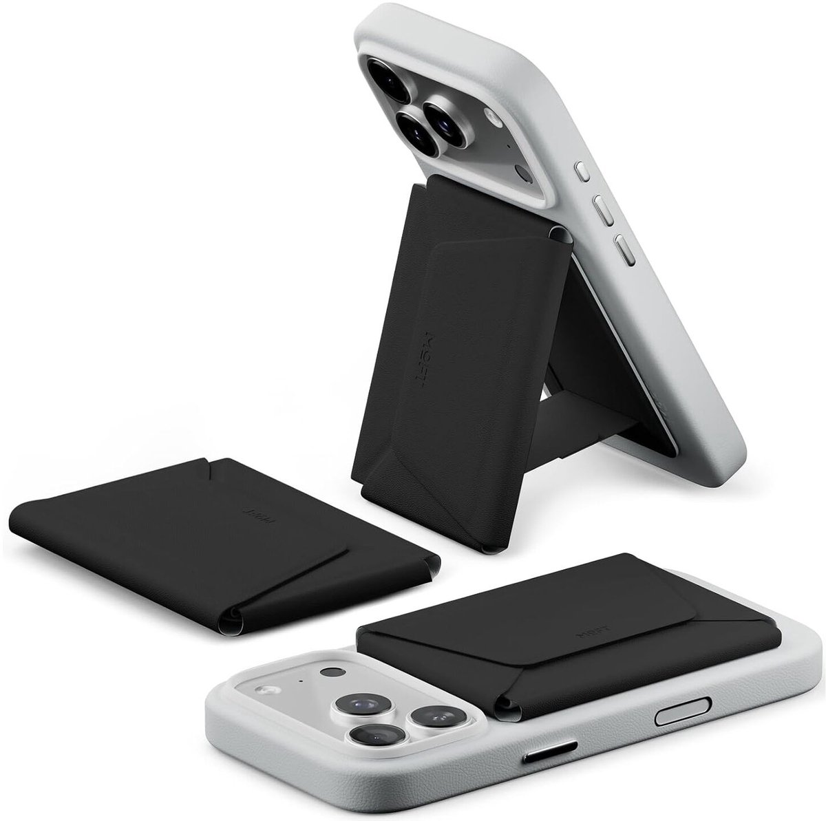 MOFT Snap Field Wallet - Agile Travel Wallet - Compatibel met MagSafe - Magnetische Kaarthouder - Pasjeshouder 8 Pasjes - RFID Portemonnee - Origami Standaard - Zwart