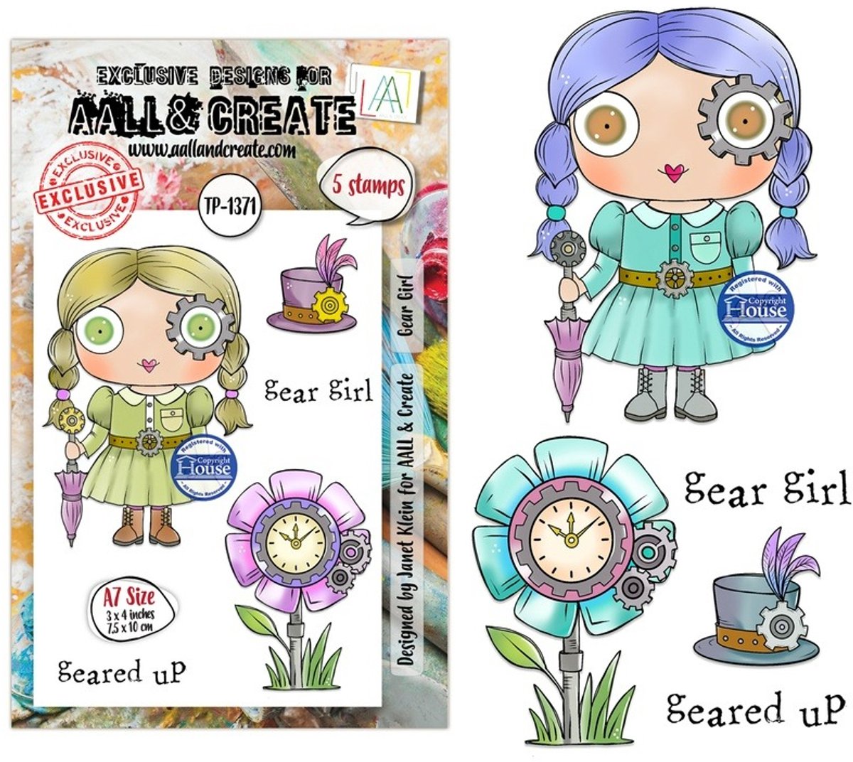 Aall & Create clearstamps A7 - Gear girl