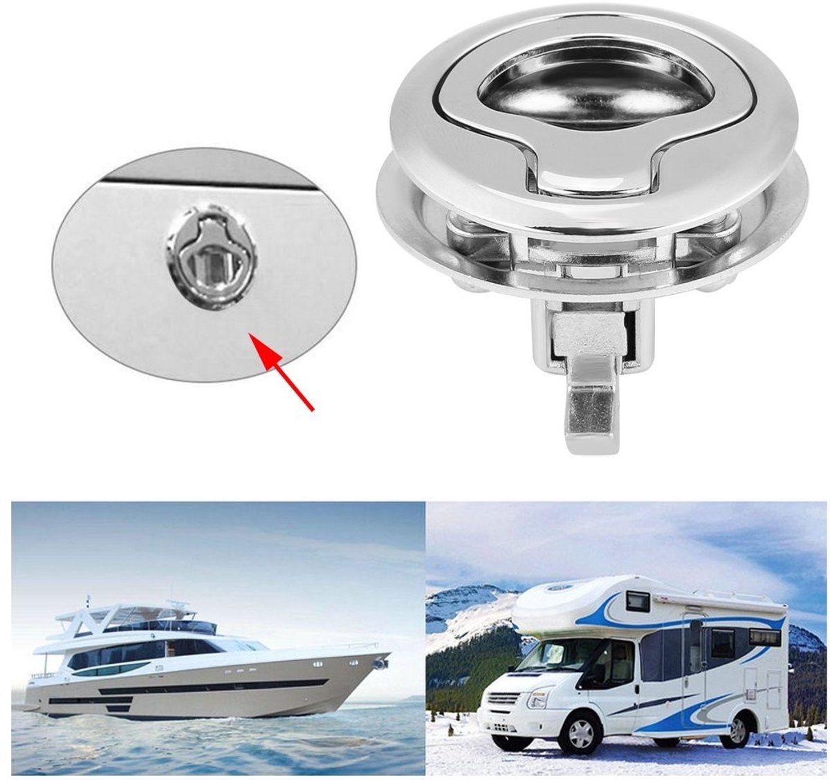 NTH products- Flush Pull Hatch - Roestvrij Staal - Duurzaam - Corrosiebestendig - Voor Deur/Paneel 1-10 mm - Oppervlakte Diameter 45 mm - Lichtgewicht 92 g - Deurslot