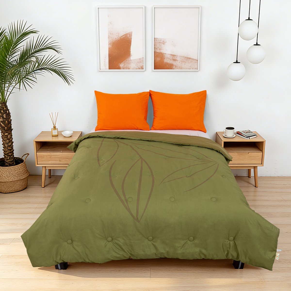 Dreamwave - Olive Leaf - Wasbaar hoesloos dekbed